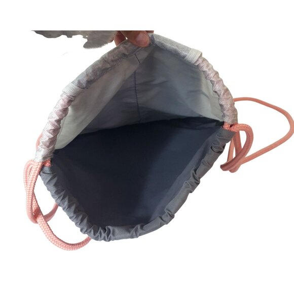 Adidas Alliance Gym Bag Gray Pink Stripes Drawstring Sling Embroidered Zip Pocke - Picture 2 of 6